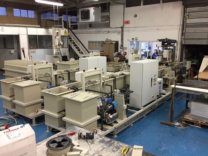 Process modules and control panels on the Beckox factory floor
